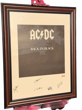 FRAMED 22x28 AC/DC FULL BAND (5) signed BACK IN BLACK ARTIST PROOF LITHOGRAPH